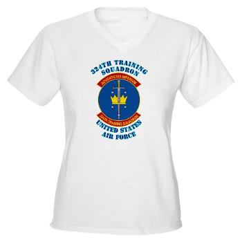 324TS - A01 - 04 - 324th Training Squadron with Text - Women's V-Neck T-Shirt