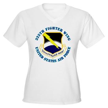 325FW - A01 - 04 - 325th Fighter Wing with Text - Women's V-Neck T-Shirt