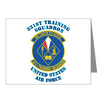 331TS - M01 - 02 - 331st Training Squadron with Text - Note Cards (Pk of 20)