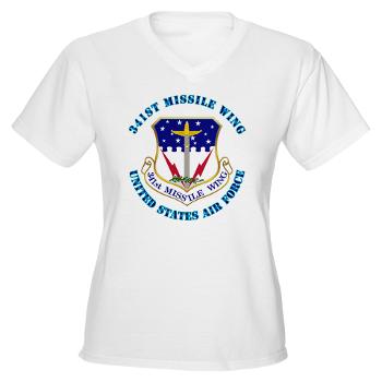 341MW - A01 - 04 - 341st Missile Wing with Text - Women's V-Neck T-Shirt