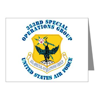 353SOG - M01 - 02 - 353rd Special Operations Group with Text - Note Cards (Pk of 20)