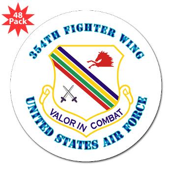354FW - M01 - 01 - 354th Fighter Wing with Text - 3" Lapel Sticker (48 pk)