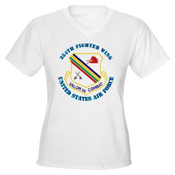 354FW - A01 - 04 - 354th Fighter Wing with Text - Women's V-Neck T-Shirt