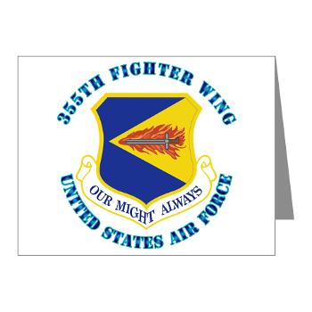 355FW - M01 - 02 - 355th Fighter Wing with Text - Note Cards (Pk of 20)