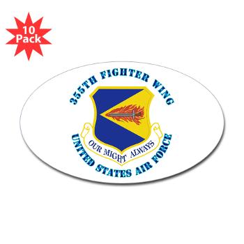355FW - M01 - 01 - 355th Fighter Wing with Text - Sticker (Oval 10 pk)