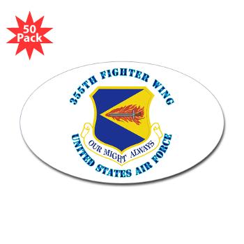 355FW - M01 - 01 - 355th Fighter Wing with Text - Sticker (Oval 50 pk)