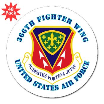 366FW - M01 - 01 - 366th Fighter Wing with Text - 3" Lapel Sticker (48 pk)