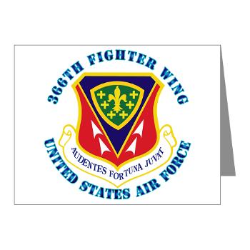 366FW - M01 - 02 - 366th Fighter Wing with Text - Note Cards (Pk of 20)