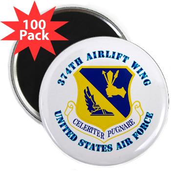 374AW - M01 - 01 - 374th Airlift Wing with Text - 2.25" Magnet (100 pack)