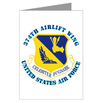 374AW - M01 - 02 - 374th Airlift Wing with Text - Greeting Cards (Pk of 10)