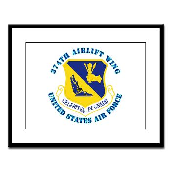 374AW - M01 - 02 - 374th Airlift Wing with Text - Large Framed Print