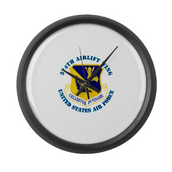 374AW - M01 - 03 - 374th Airlift Wing with Text - Large Wall Clock