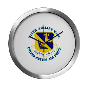 374AW - M01 - 03 - 374th Airlift Wing with Text - Modern Wall Clock