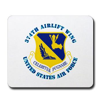 374AW - M01 - 03 - 374th Airlift Wing with Text - Mousepad