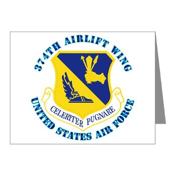374AW - M01 - 02 - 374th Airlift Wing with Text - Note Cards (Pk of 20)