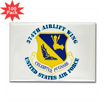 374AW - M01 - 01 - 374th Airlift Wing with Text - Rectangle Magnet (100 pack)