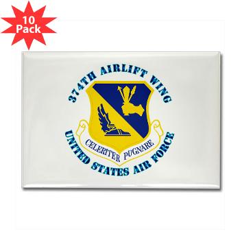 374AW - M01 - 01 - 374th Airlift Wing with Text - Rectangle Magnet (10 pack)
