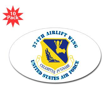 374AW - M01 - 01 - 374th Airlift Wing with Text - Sticker (Oval 10 pk)