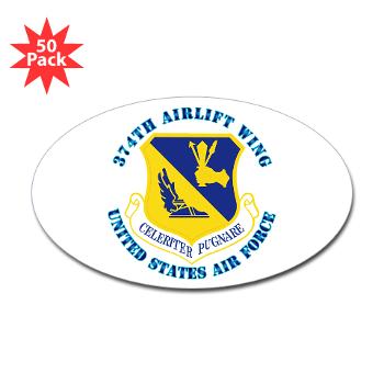 374AW - M01 - 01 - 374th Airlift Wing with Text - Sticker (Oval 50 pk)