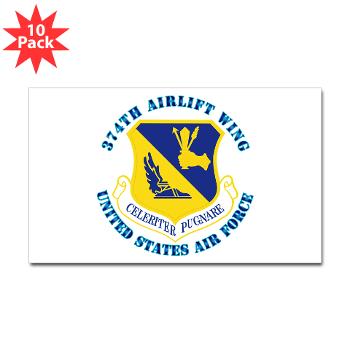 374AW - M01 - 01 - 374th Airlift Wing with Text - Sticker (Rectangle 10 pk)