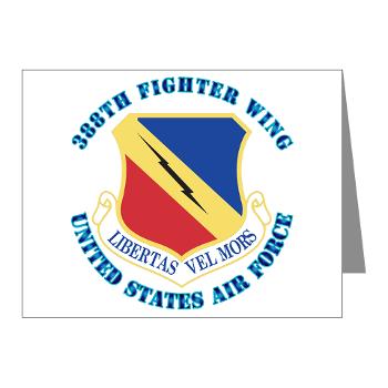 388FW - M01 - 02 - 388th Fighter Wing with Text - Note Cards (Pk of 20)