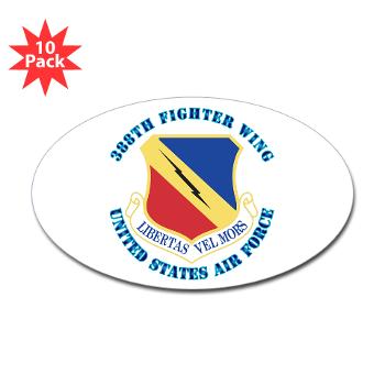 388FW - M01 - 01 - 388th Fighter Wing with Text - Sticker (Oval 10 pk)