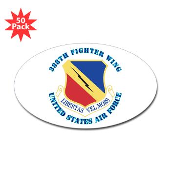 388FW - M01 - 01 - 388th Fighter Wing with Text - Sticker (Oval 50 pk)