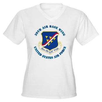 39ABW - A01 - 04 - 39th Air Base Wing with Text - Women's V-Neck T-Shirt