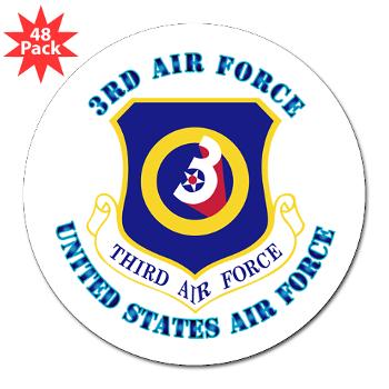 3AF - M01 - 01 - 3rd Air Force with Text - 3" Lapel Sticker (48 pk)