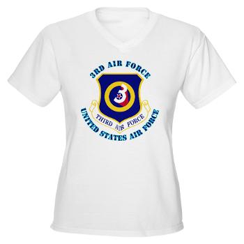 3AF - A01 - 04 - 3rd Air Force with Text - Women's V-Neck T-Shirt