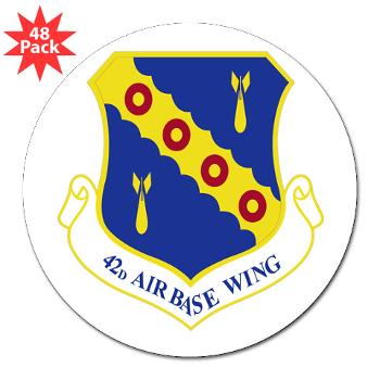 42ABW - M01 - 01 - 42nd Air Base Wing - 3" Lapel Sticker (48 pk)