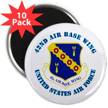 42ABW - M01 - 01 - 42nd Air Base Wing with Text - 2.25" Magnet (10 pack)
