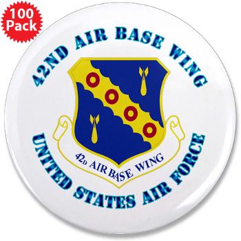 42ABW - M01 - 01 - 42nd Air Base Wing with Text - 3.5" Button (100 pack)