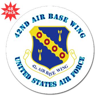 42ABW - M01 - 01 - 42nd Air Base Wing with Text - 3" Lapel Sticker (48 pk)