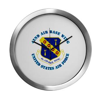 42ABW - M01 - 03 - 42nd Air Base Wing with Text - Modern Wall Clock