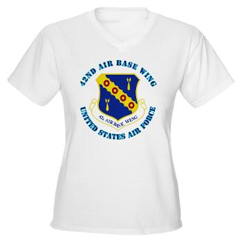 42ABW - A01 - 04 - 42nd Air Base Wing with Text - Women's V-Neck T-Shirt