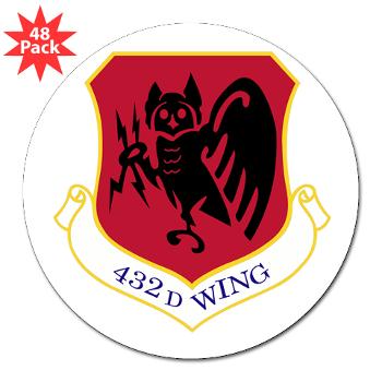 432W - M01 - 01 - 432nd Wing - 3" Lapel Sticker (48 pk) - Click Image to Close