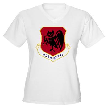 432W - A01 - 04 - 432nd Wing - Women's V-Neck T-Shirt