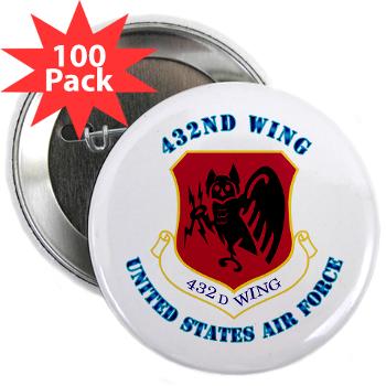 432W - M01 - 01 - 432nd Wing with Text - 2.25" Button (100 pack)