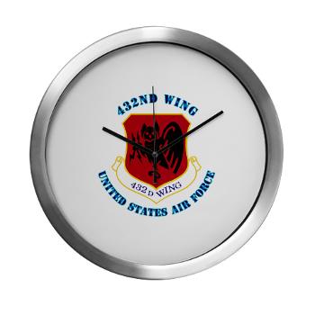 432W - M01 - 03 - 432nd Wing with Text - Modern Wall Clock