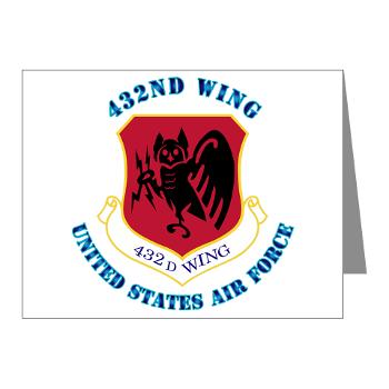 432W - M01 - 02 - 432nd Wing with Text - Note Cards (Pk of 20)
