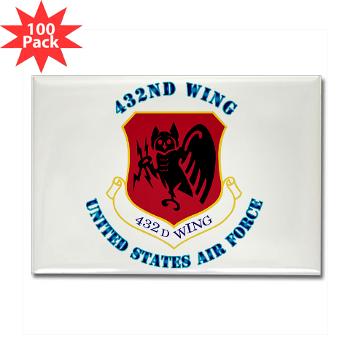 432W - M01 - 01 - 432nd Wing with Text - Rectangle Magnet (100 pack)