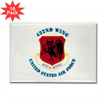 432W - M01 - 01 - 432nd Wing with Text - Rectangle Magnet (10 pack)