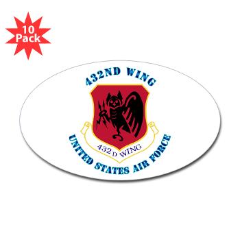 432W - M01 - 01 - 432nd Wing with Text - Sticker (Oval 10 pk)
