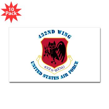 432W - M01 - 01 - 432nd Wing with Text - Sticker (Rectangle 10 pk)
