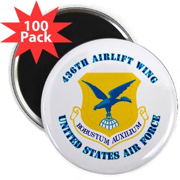 436AW - M01 - 01 - 436th Airlift Wing with text - 2.25" Magnet (100 pack)