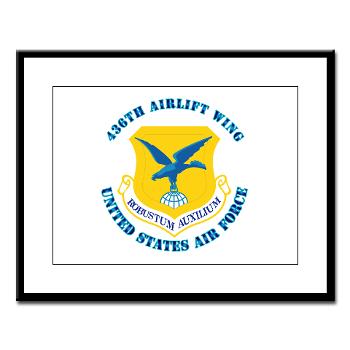 436AW - M01 - 02 - 436th Airlift Wing with text - Large Framed Print