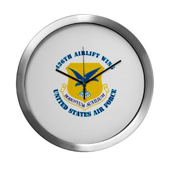 436AW - M01 - 03 - 436th Airlift Wing with text - Modern Wall Clock