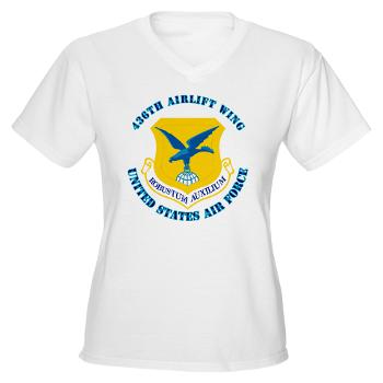 436AW - A01 - 04 - 436th Airlift Wing with text - Women's V-Neck T-Shirt - Click Image to Close