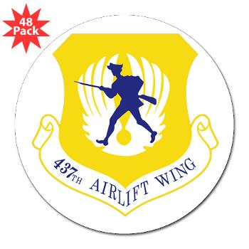 437AW - M01 - 01 - 437th Airlift Wing - 3" Lapel Sticker (48 pk) - Click Image to Close